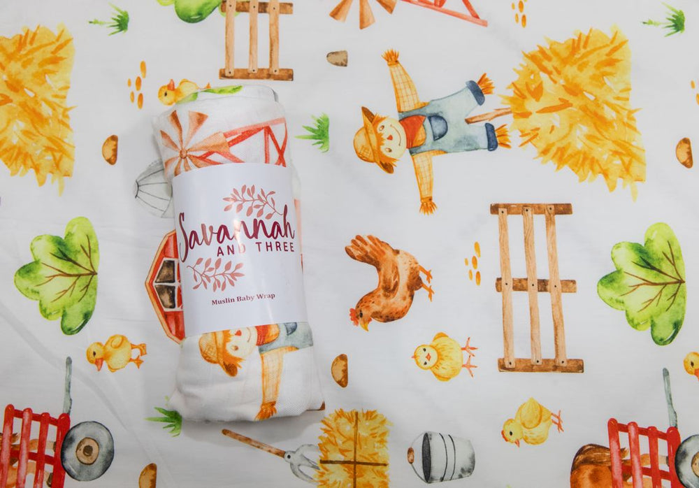 Farmyard Friends Muslin Swaddle