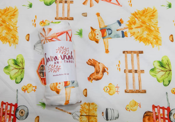 Farmyard Friends Muslin Swaddle