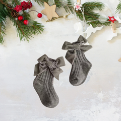 Velvet Bow Christmas Socks