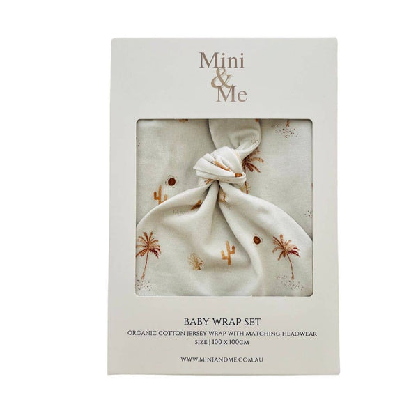 Cuddle Bug & Co Organic Jersey Baby Wrap Set Desert Palms