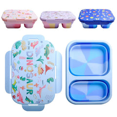 Bento-Style Snack Box 2 Compartment Collapsible Silicone