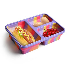 Bento-Style Lunch Box 3 Compartment Collapsible Silicone