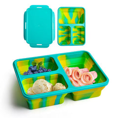 Bento-Style Lunch Box 3 Compartment Collapsible Silicone