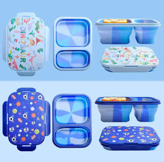 Bento-Style Snack Box 2 Compartment Collapsible Silicone