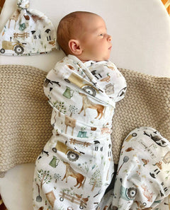 Cuddle Bug & Co Organic Jersey Baby Wrap Set Farm Life