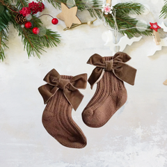 Velvet Bow Christmas Socks