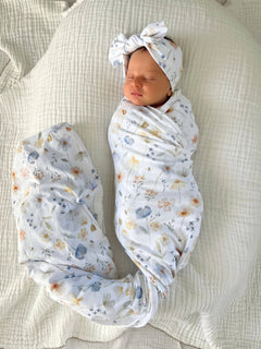 Cuddle Bug & Co Organic Jersey Baby Wrap Set Meadow
