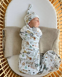 Cuddle Bug & Co Organic Jersey Baby Wrap Set Farm Life