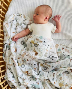 Cuddle Bug & Co Bamboo Muslin Wrap Farm Life