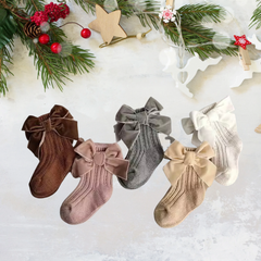 Velvet Bow Christmas Socks
