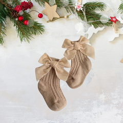 Velvet Bow Christmas Socks