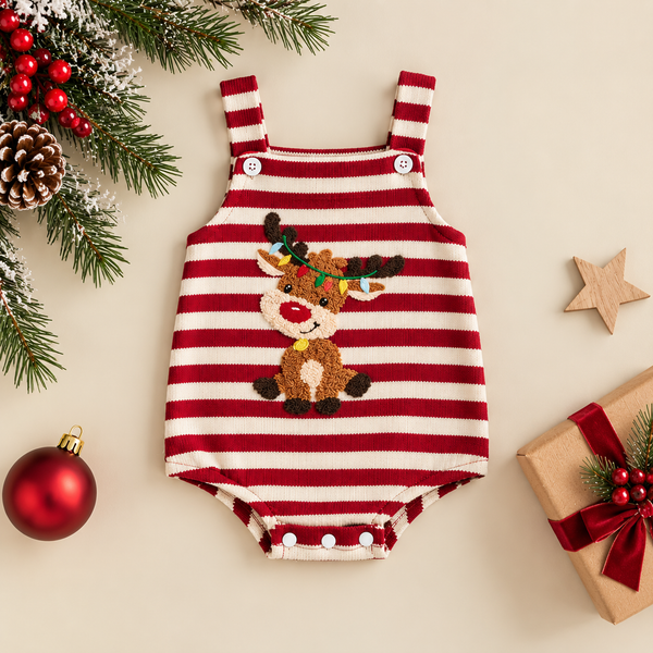 Rudolph Stripe Knit Romper