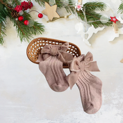 Velvet Bow Christmas Socks