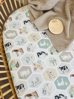 Cuddle Bug & Co Co-Sleeper Sheet Patchwork Farm