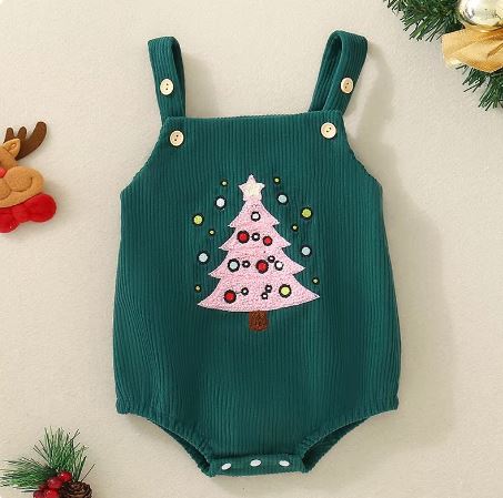 Summer Christmas Embroidered Romper