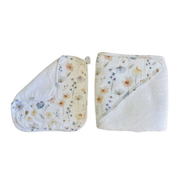Cuddle Bug & Co Hooded Towel & Wash Cloth Set Meadow