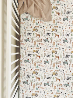 Cuddle Bug & Co Cot Sheet Farm Life