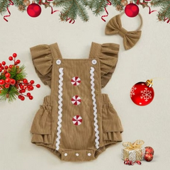 Gingerbread Dreams Ruffle Romper & Headband Set