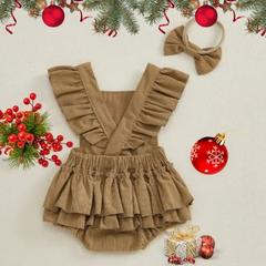 Gingerbread Dreams Ruffle Romper & Headband Set